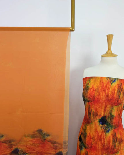 Digital Printed Shamoze Silk 3PC Unstitched