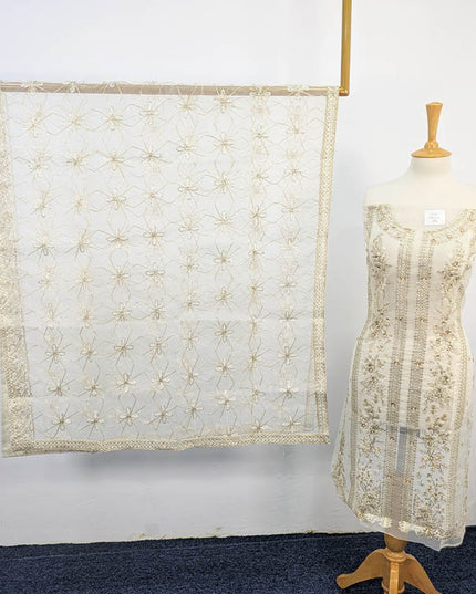 Organza With Sequence Embroidered Pulse Sitara Work
