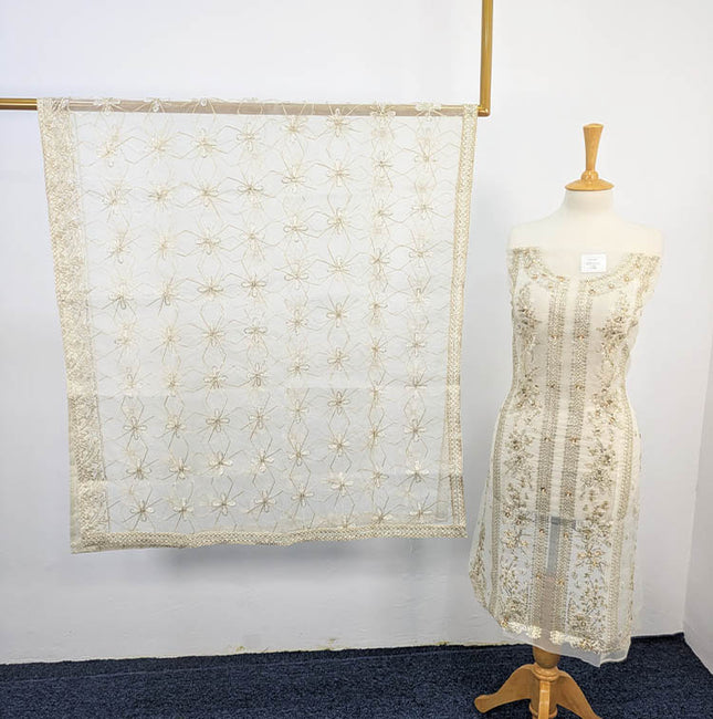 Organza With Sequence Embroidered Pulse Sitara Work