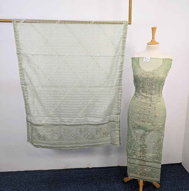 Embroidered Masoori Khadi Net Semi Stitched 3PC