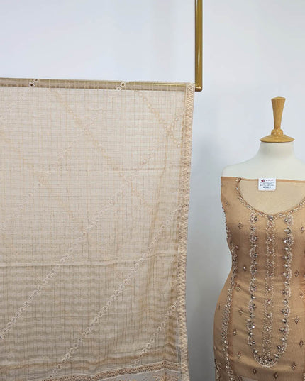 Embroidered Masoori Khadi Net Semi Stitched 3PC