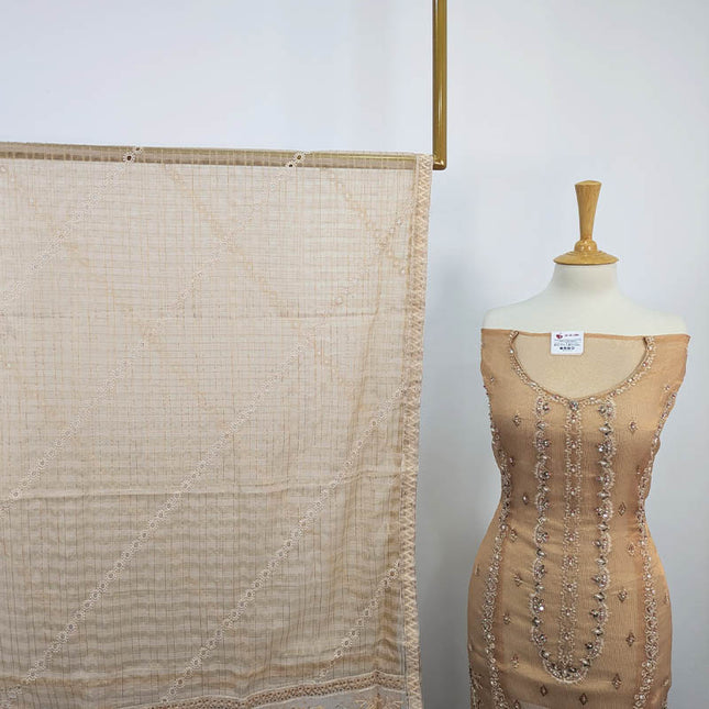Embroidered Masoori Khadi Net Semi Stitched 3PC