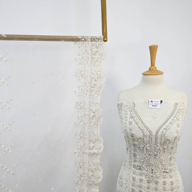 Exclusive Embroidered Organza Net Semi Stitched 3PC