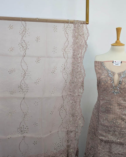 Exclusive Embroidered Organza Net Semi Stitched 3PC