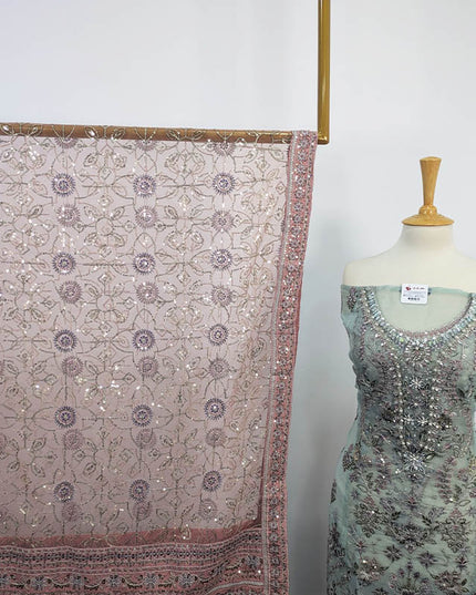 Exclusive Embroidered Organza Net Semi Stitched 3PC