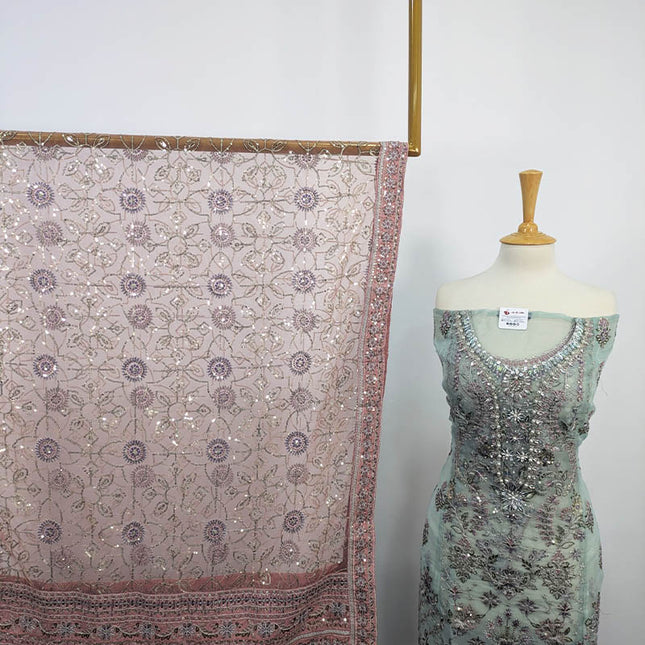 Exclusive Embroidered Organza Net Semi Stitched 3PC