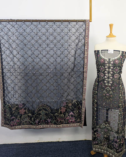 Exclusive Embroidered Organza Net Semi Stitched 3PC