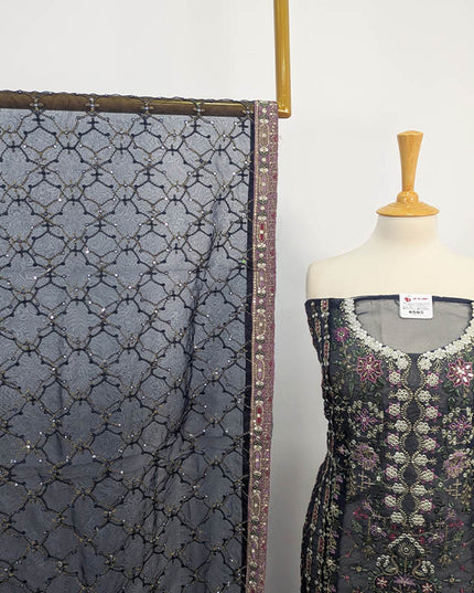 Exclusive Embroidered Organza Net Semi Stitched 3PC