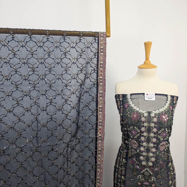 Exclusive Embroidered Organza Net Semi Stitched 3PC