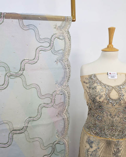 Exclusive Embroidered Organza Net Semi Stitched 3PC