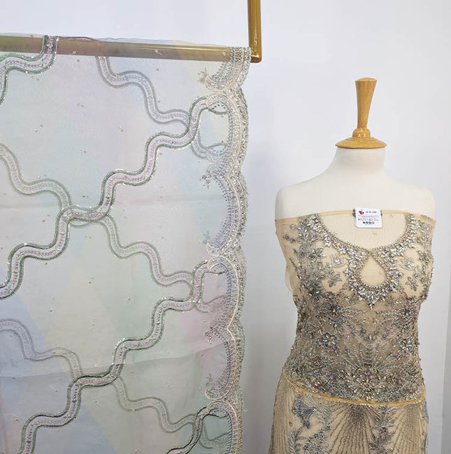 Exclusive Embroidered Organza Net Semi Stitched 3PC