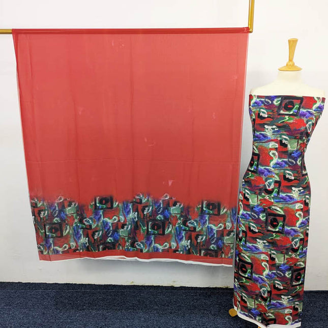 Digital Printed Shamoze Silk 3PC Unstitched