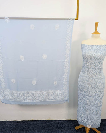 Handmade Shadow Work Chiffon  2PC Unstitched