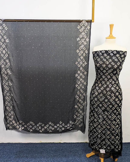 Handmade Mukesh Work  Soft Chiffon 2pc Unstitched