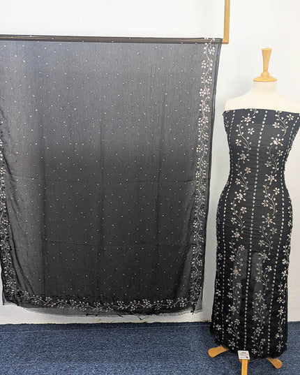 Handmade Mukesh Work Soft Chiffon 2pc Unstitched