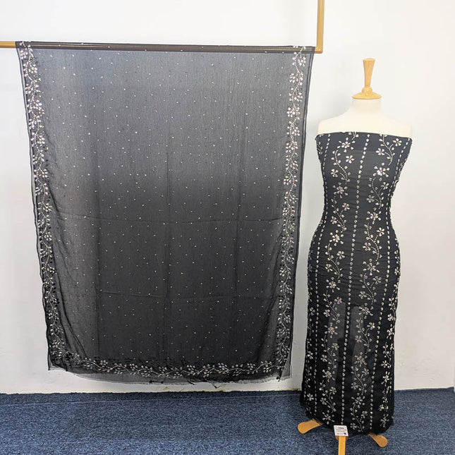 Handmade Mukesh Work Soft Chiffon 2pc Unstitched