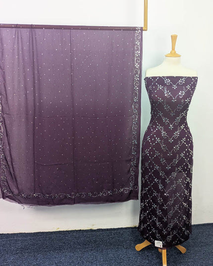 Handmade Mukesh Work Soft Chiffon 2pc Unstitched