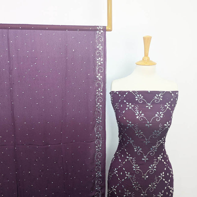 Handmade Mukesh Work Soft Chiffon 2pc Unstitched