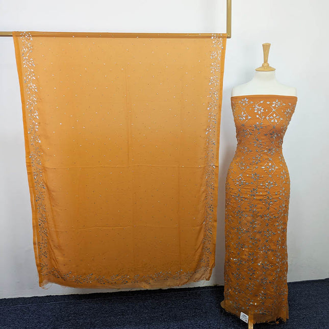 Handmade Mukesh Work Soft Chiffon 2pc Unstitched