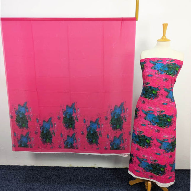 Digital Printed Shamoze Silk 3PC Unstitched