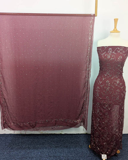 Handmade Mukesh Work Soft Chiffon 2pc Unstitched