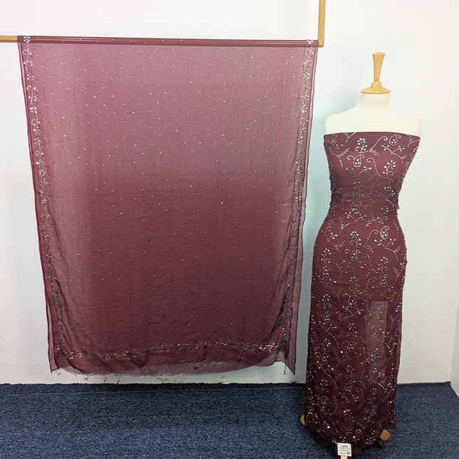 Handmade Mukesh Work Soft Chiffon 2pc Unstitched