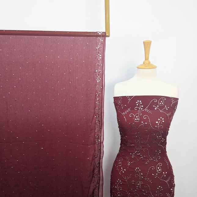 Handmade Mukesh Work Soft Chiffon 2pc Unstitched