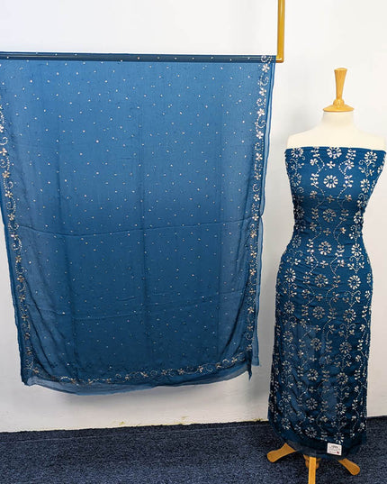 Handmade Mukesh Work Soft Chiffon 2pc Unstitched