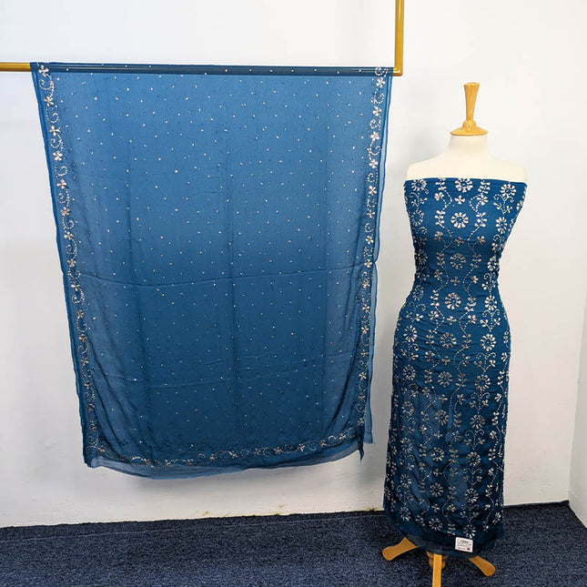 Handmade Mukesh Work Soft Chiffon 2pc Unstitched