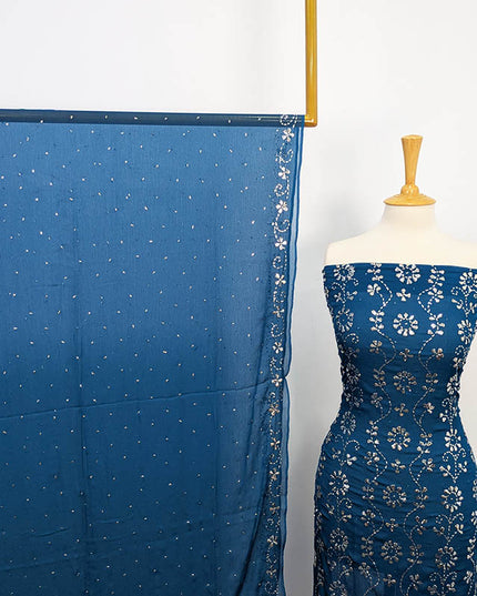 Handmade Mukesh Work Soft Chiffon 2pc Unstitched