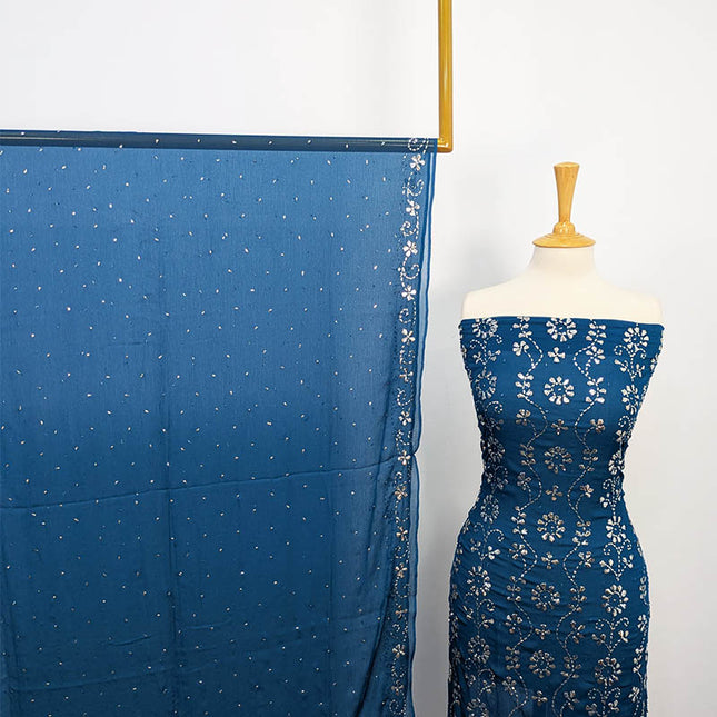 Handmade Mukesh Work Soft Chiffon 2pc Unstitched