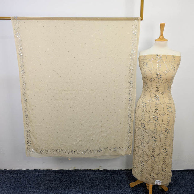 Handmade Mukesh Work Soft Chiffon 2pc Unstitched