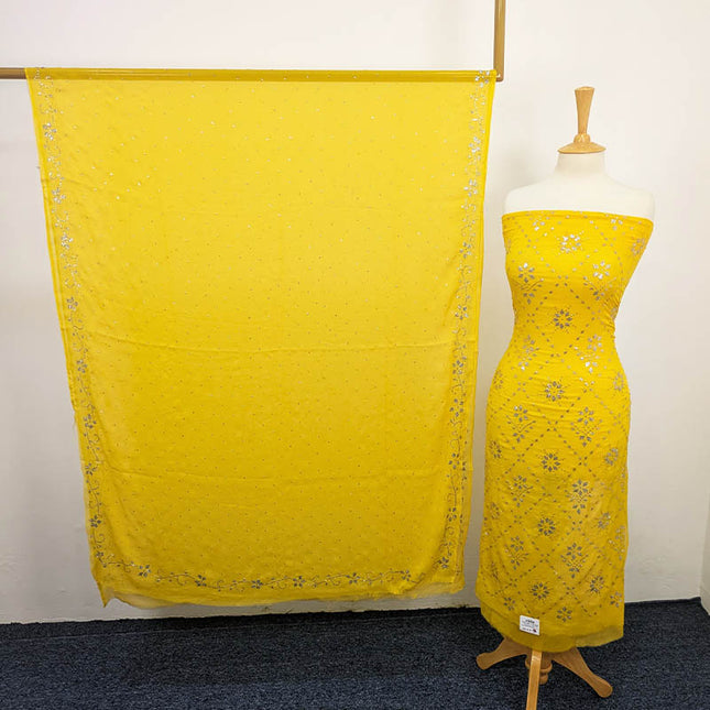 Handmade Mukesh Work Soft Chiffon 2pc Unstitched