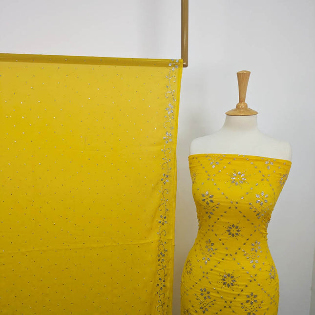 Handmade Mukesh Work Soft Chiffon 2pc Unstitched
