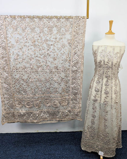 Handmade Dyeable Gotta Work Frock  2pc Semi Stitched