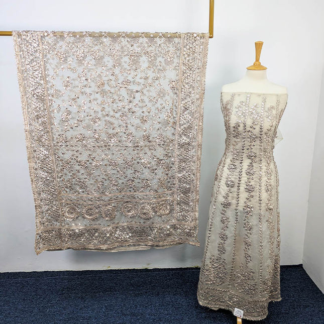Handmade Dyeable Gotta Work Frock  2pc Semi Stitched