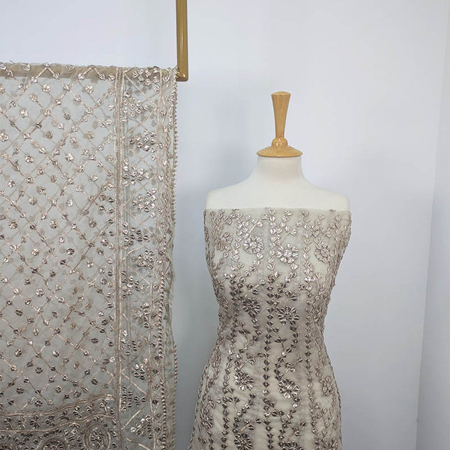 Handmade Dyeable Gotta Work Frock  2pc Semi Stitched