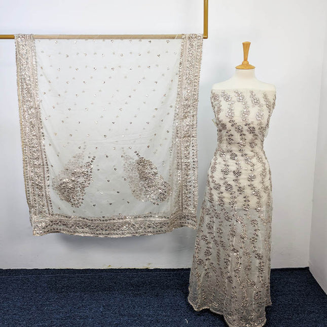 Handmade Dyeable Gotta Work Frock  2pc Semi Stitched