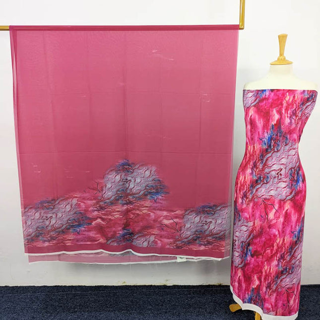 Digital Printed Shamoze Silk 3PC Unstitched