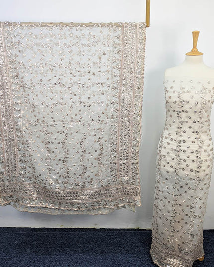Handmade Dyeable Organza Full jaal Gotta Work 2PC Unstitched