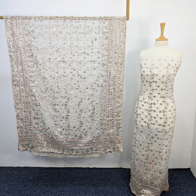 Handmade Dyeable Organza Full jaal Gotta Work 2PC Unstitched