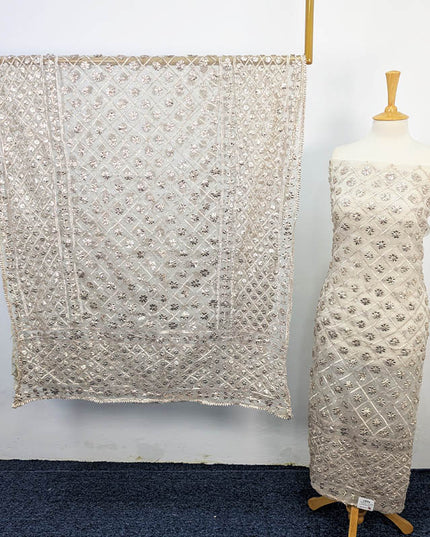 Handmade  Dyeable Organza Full Jaal Gotta Work 2PC Unstitched