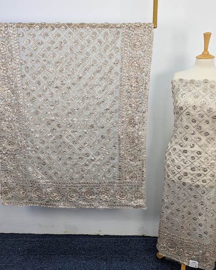 Handmade Dyeable Organza Full Jaal Gotta Work 2PC Unstitched