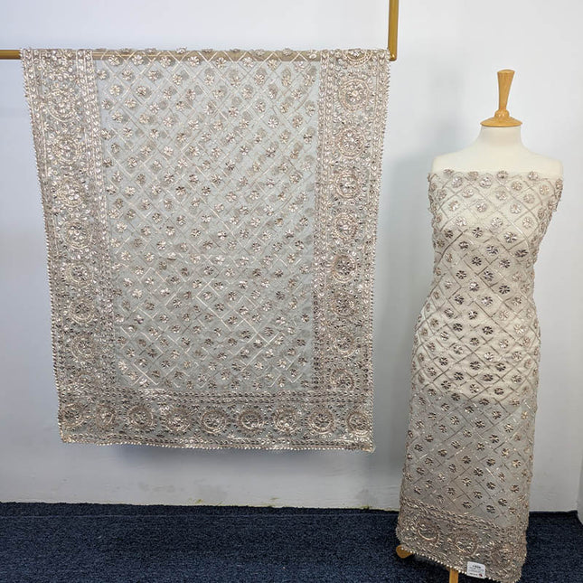 Handmade Dyeable Organza Full Jaal Gotta Work 2PC Unstitched