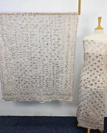 Handmade Dyeable Organza Full Jaal Gotta Work 2PC Unstitched