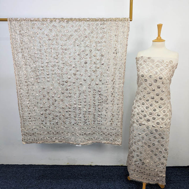Handmade Dyeable Organza Full Jaal Gotta Work 2PC Unstitched
