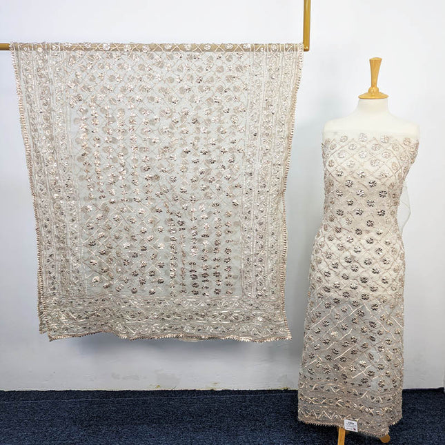 Handmade Dyeable Organza Full Jaal Gotta Work 2PC Unstitched