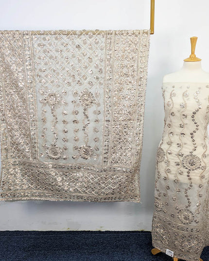 Handmade Dyeable Organza Full Jaal Gotta Work 2PC Unstitched