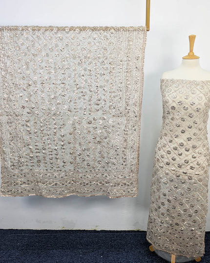 Handmade Dyeable Organza Full Jaal Gotta Work 2PC Unstitched