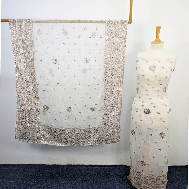 Handmade Organza Gotta Work Dyeable  2PC Unstitched